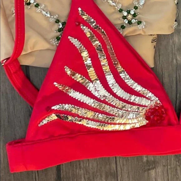 NWOT Oceanus Red Ursula Bikini Set - Picture 5 of 12